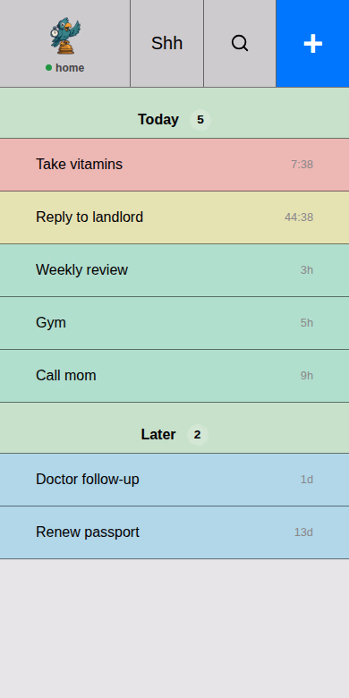 Autonag timer list — light mode